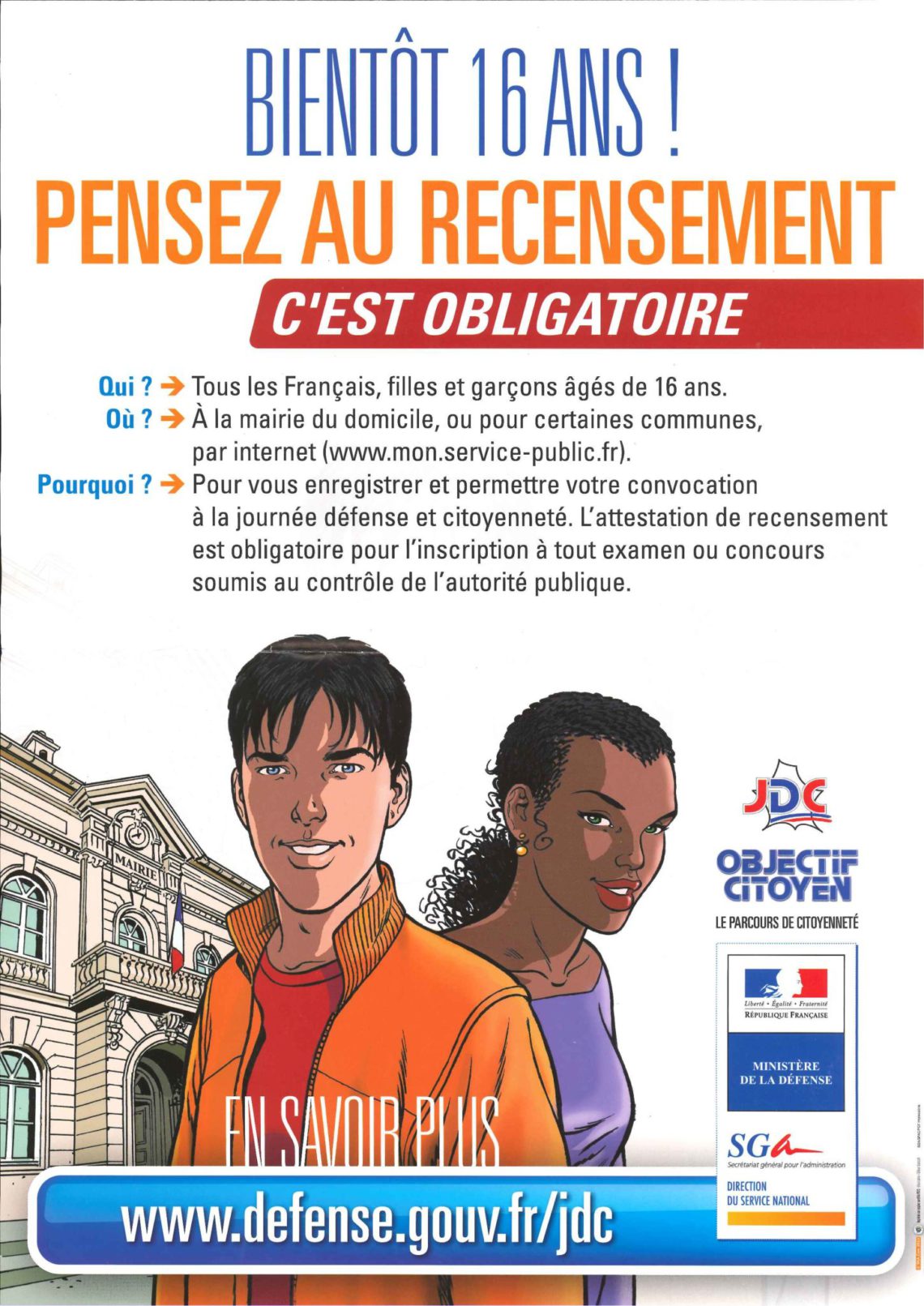 mairie de tours recensement 16 ans