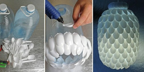 fabriquer-lampe-cuillères-plastique