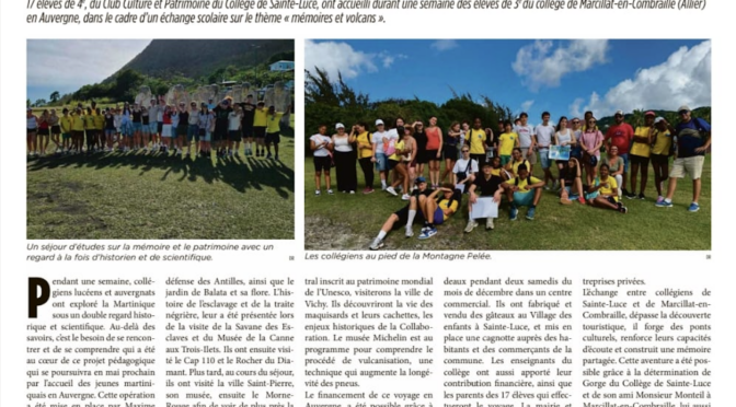 Échange scolaire : « entre mémoires et volcans » 2