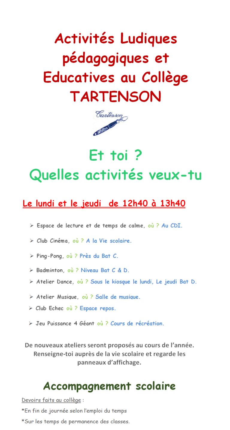 Activités Ludiques Français Collège Pdf Activités Ludiques – COLLÈGE TARTENSON